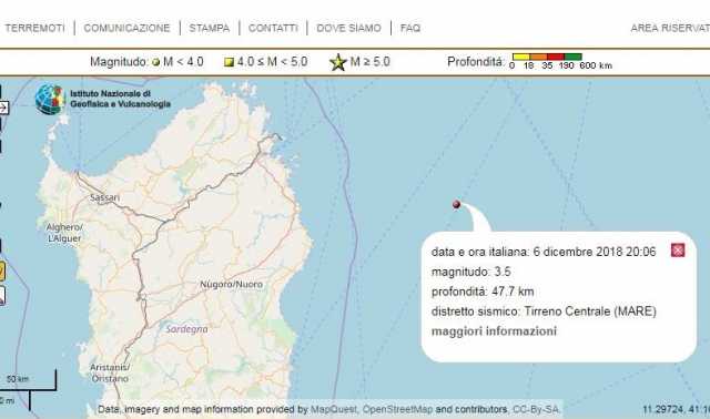 Terremoto Sardegna