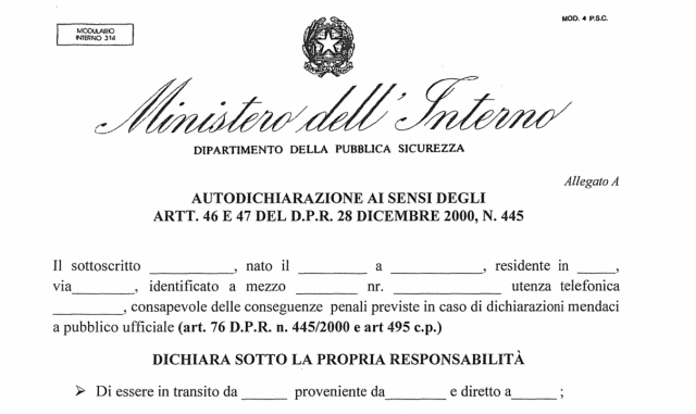 Ministero Autodichiarazione