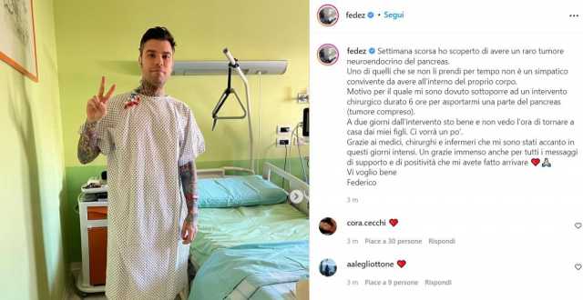 Fedez rivela: operato per un tumore al pancreas