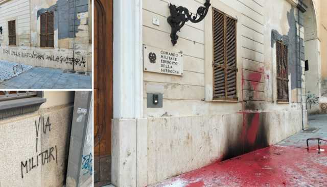 Scritte e molotov contro l'Esercito a Cagliari