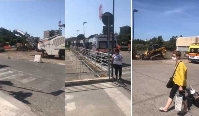 I lavori nel piazzale del pronto soccorso del Brotzu