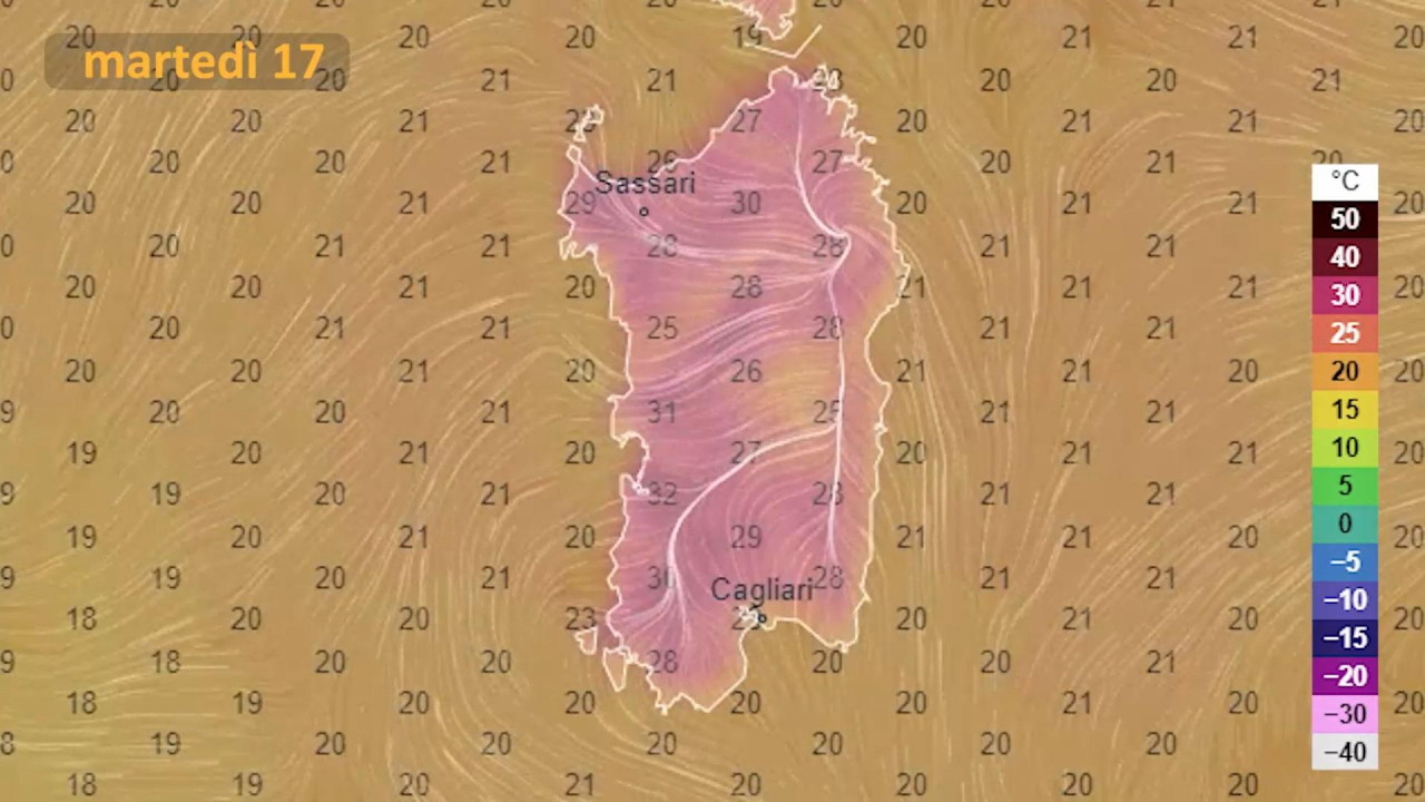 Il clima della Sardegna dominato dall'alta pressione, aumenta ancora il caldo