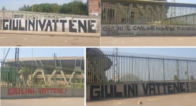 Le scritte contro Giulini 