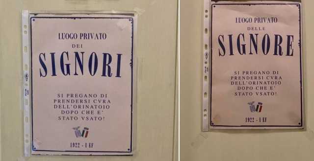 I cartelli fascisti sui bangi di palazzo regio