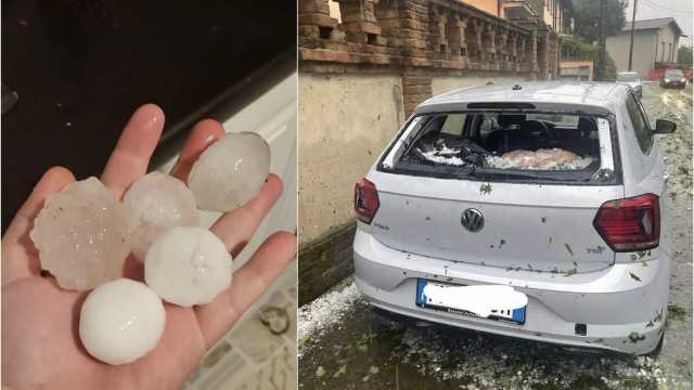 Maxi grandinata in Lombardia: chicchi enormi, danneggiate le auto