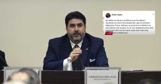 Christian Solinas e il post del rettore dell'Università di Tirana