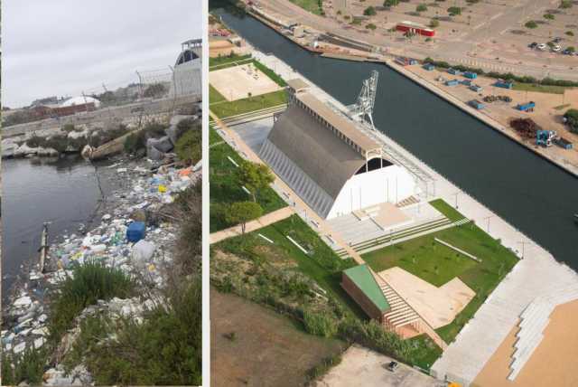 Padiglione Nervi e costa inquinata