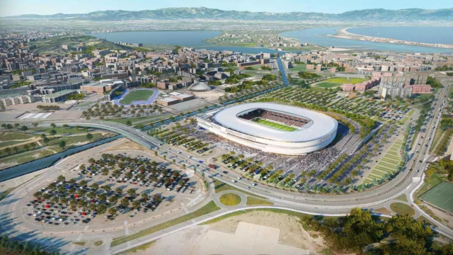 lo stadio di cagliari in un rendering