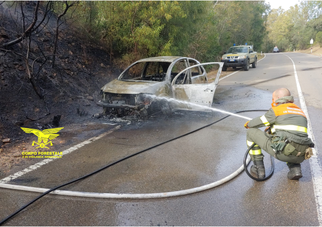 Paura a Pula, auto esce di strada e scoppia un incendio di fronte al Forte Village