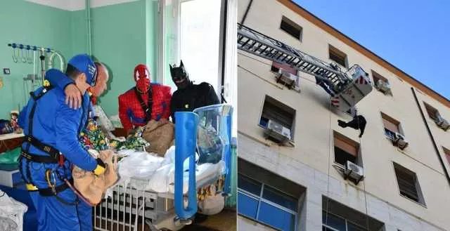 Sassari, vigili del fuoco diventano super eroi e portano le uova di Pasqua ai bambini dalla finestra