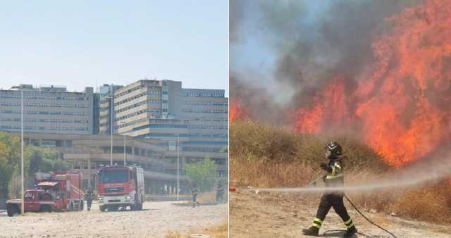 Incendio tra il Brotzu e l'Asse mediano a Cagliari: in fiamme le sterpaglie
