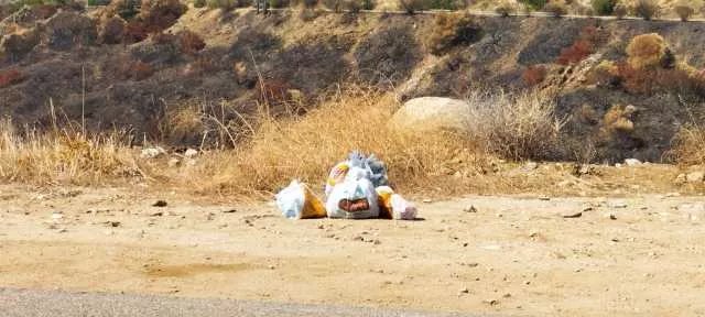 Punta Molentis, dopo l'incendio i rifiuti abbandonati a bordo strada: 