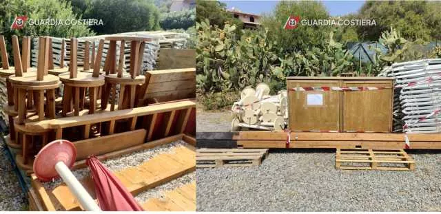 Stabilimento balneare abusivo in spiaggia a Chia: scatta il sequestro