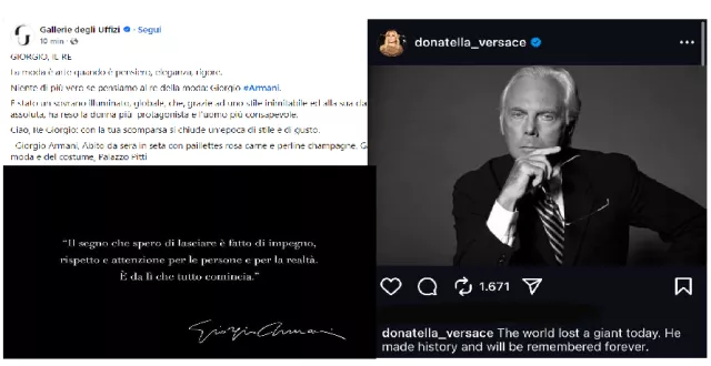 Il cordoglio per la morte di Armani, dalla politica all'arte: 