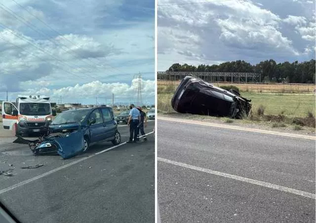 Scontro frontale a Macchiareddu, un'auto finisce in cunetta: 3 feriti