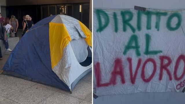 Cagliari, si riaccende la protesta degli oss precari: con le tende in via Roma (Video)