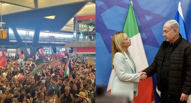 Napoli, al corteo per Gaza i manifestanti bruciano le foto di Meloni con il premier Netanyahu 
