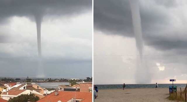 Maltempo, trombe marine avvistate da Quartu a Santa Margherita di Pula (Video)