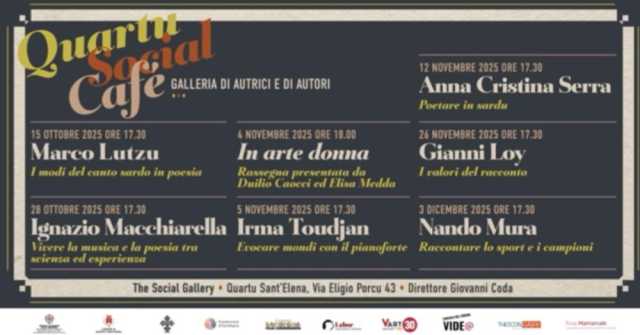 Nuovo ciclo di incontri per il Quartu Social Café sulla cultura contemporanea: letteratura, musica e arti visive