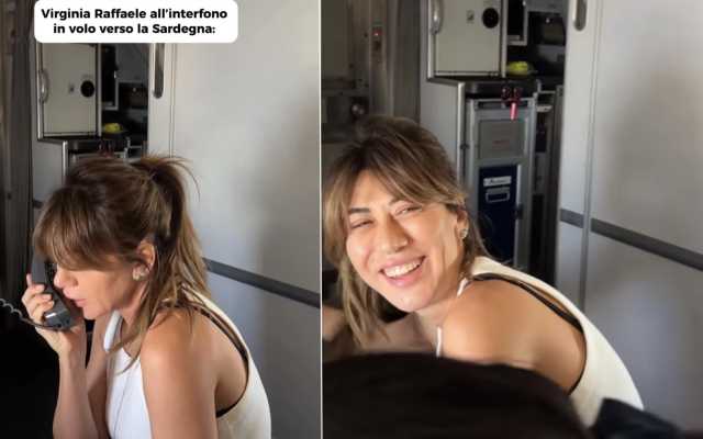 Virginia Raffaele in aereo diretta a Cagliari: 