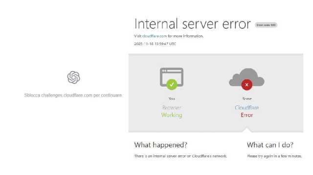 ChatGpt e migliaia di altri siti in down: problemi in tutto il mondo con Cloudflare