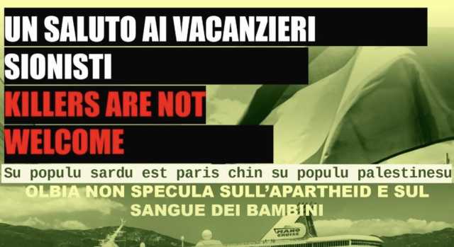 Olbia, protesta contro l'arrivo della crociera israeliana: 