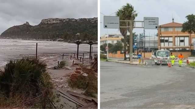 Raffiche di vento e allagamenti a Cagliari, chiusi il lungomare Poetto e via Vespucci