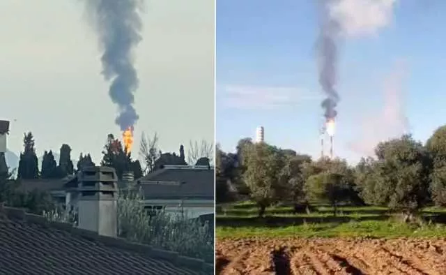 Fiamme e due colonne di fumo nero dalla Saras, la denuncia: