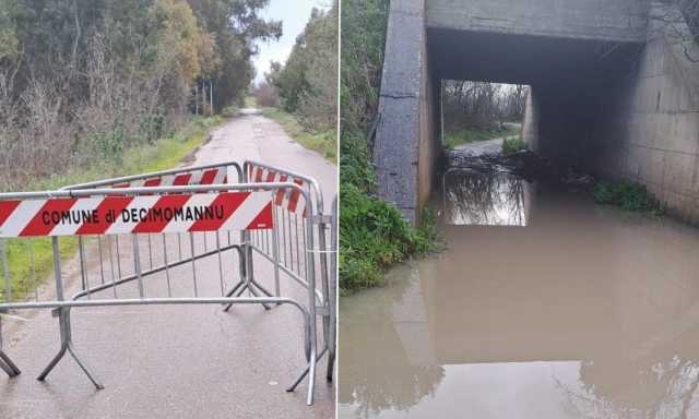 Decimomannu, allagamenti all'ingresso della 130: scatta la chiusura al traffico