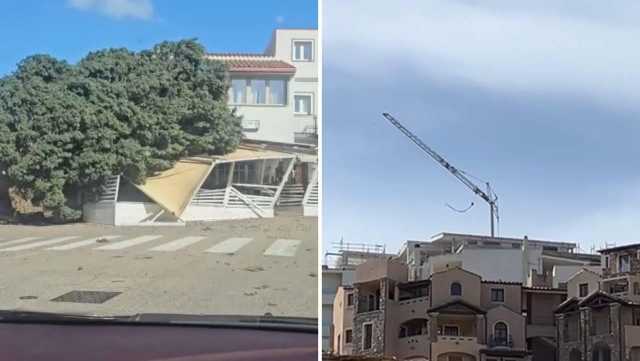 Paura a Villasimius, il vento fa cadere un albero sopra un ristorante (Video)