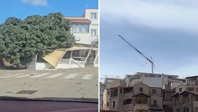 Forte vento a Villasimius: scoperchiato il tetto di una scuola, albero piomba su un ristorante 