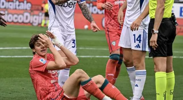 Cagliari, sanzione da duemila euro a Palestra per simulazione contro il Como