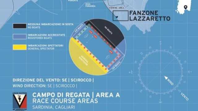 America's Cup a Cagliari: le aree interdette per la regata preliminare 