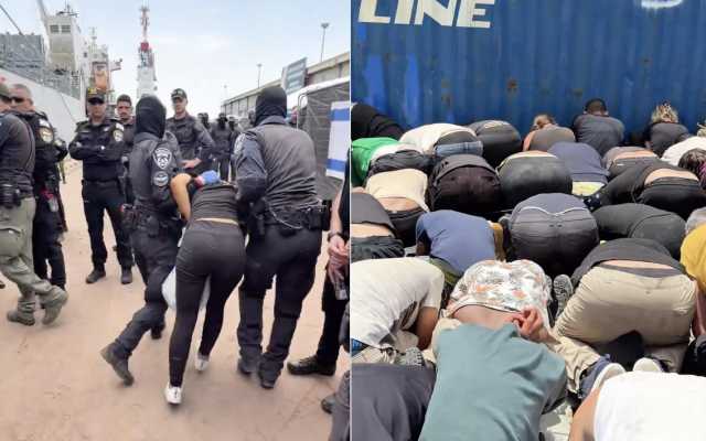 Gli attivisti detenuti nel porto di Ashdod in ginocchio e legati, il ministro israeliano: 