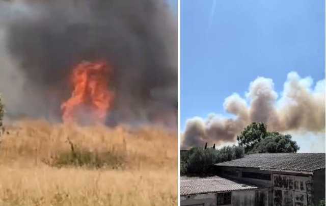 Incendio San Sperate 2 Incendio a San Sperate, le fiamme arrivano nella periferia cittadina: blackout e paura