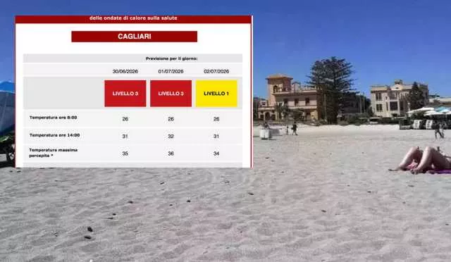 A Cagliari allerta rossa per il caldo estremo: temperature fino a 35 gradi 