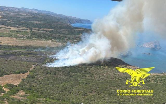 Incendio a Stintino: vegetazione in fiamme, arriva l'elicottero 