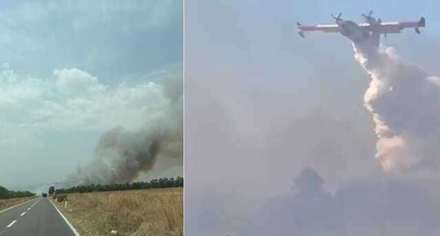 L'incendio tra Villasor e Villacidro non si ferma: 9 mezzi aerei in volo, statali chiuse e paura