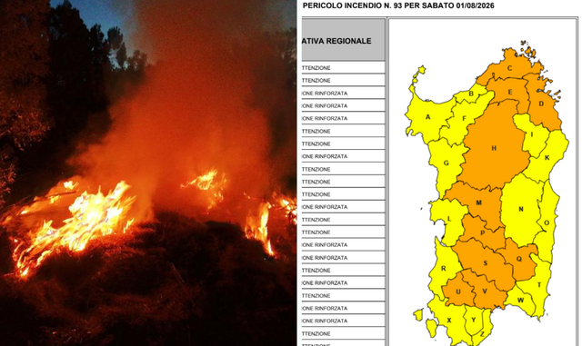 Pericolo incendi, scatta l'allerta arancione nel Cagliaritano