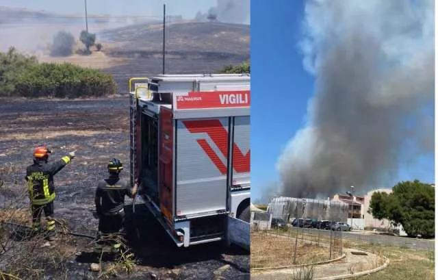 VIGILI DEL FUOCO SELARGIUS Gigantesco rogo distrugge le campange di Selargius, il sindaco: