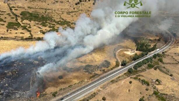 Macomer, fiamme nella zona impervia di Nuraghe Santa Barbara: mezzi aerei in volo