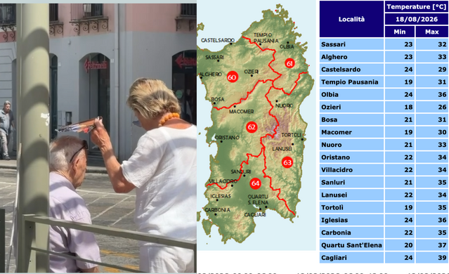 Il caldo concede una tregua in Sardegna: a Cagliari ancora temperature fino a 39 gradi