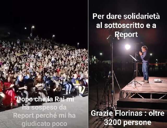 Dopo la sostituzione a Report, Ranucci a Florinas: "Oltre 3200 persone, Grazie Sardegna"