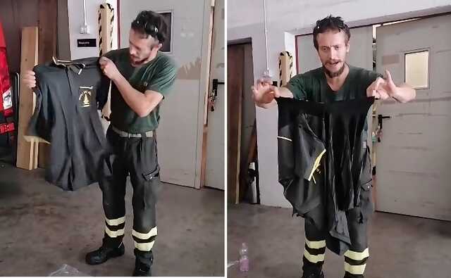 Magliette dei vigili del fuoco, basta bagnarle e si rompono (VIDEO)