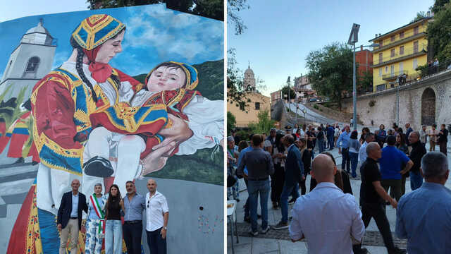 Desulo, inaugurato il  murale "Custodi del domani": racconta l'importanza di trasmettere ai giovani le tradizioni sarde