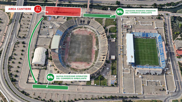 Cagliari, il Comune sposta i "caddozzoni" dello stadio per le partite: ecco dove saranno posizionati 