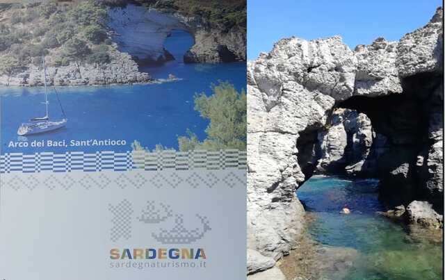 L'Arco di San Felice in Puglia scambiato con quello dei Baci di Sant'Antioco: il cartellone errato in aeroporto a Elmas 