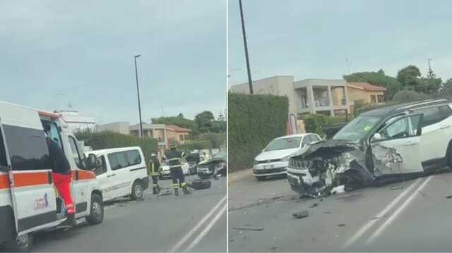 Quartu, grave schianto tra auto e furgoncino a Margine Rosso: ci sono feriti