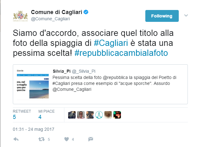Tweet Comune Cagliari