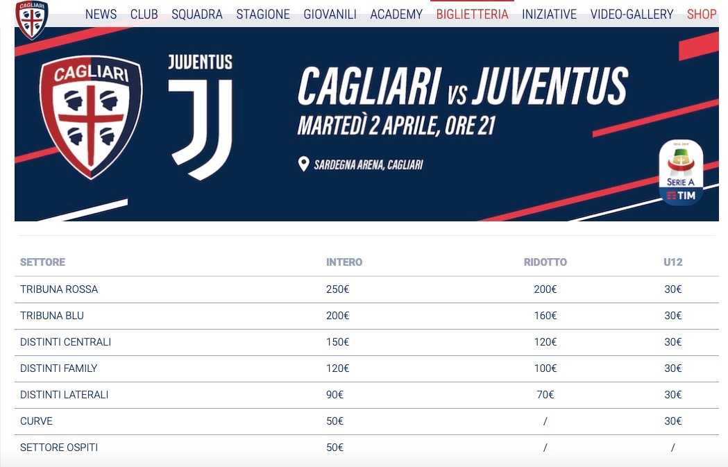 cagliari-juventus-prezzi